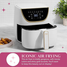 Load image into Gallery viewer, Paris Hilton Air Fryer, Large 6-Quart Capacity, Touchscreen Display, 8-in-1 (Air Fry, Roast, Broil, Bake, Reheat, Keep Warm, Pizza, Dehydrate), Dishwasher Safe and Nonstick Basket and Crisper, White