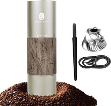 Load image into Gallery viewer, Electric Coffee Grinder, Stainless Steel Burr Grinder for coffee and espresso grinding; For home, travel, camping and office use (Brown Gold), Small, GC-EO1BG