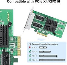 Load image into Gallery viewer, 1000Mbps Gigabit Ethernet Converged Network Adapter (NIC) with Intel I350 Chip | Ethernet PCI Express NIC Network Card | Quad Copper RJ45 Ports | PCI Express 2.1 X4 | Compare to Intel I350-T4