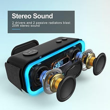 Load image into Gallery viewer, DOSS SoundBox Pro Bluetooth Speaker with 20W Stereo Sound, Active Extra Bass, IPX6 Waterproof, Bluetooth 5.0, TWS Pairing, Multi-Colors Lights, 20H Playtime, Portable Speaker for Outdoor-Blue