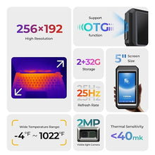 Load image into Gallery viewer, TOPDON TC003 256X192 IR Resolution 5" Touch Screen Thermal Imaging Camera with Secondary Analysis, Dual-Light Thermal Imager with Bluetooth and 2 MP Visual Camera,-4°F~1022°F