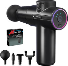 Load image into Gallery viewer, Mini Massage Gun,Portable Deep Tissue Muscle Fashion Back Massager, Handheld Percussion Massager for Pain Relief with 6 Intensities, 4 Heads, Coloured Light?Gifts for Men and Women