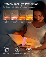 Load image into Gallery viewer, DEWENWILS Book Reading Light, USB Rechargeable Booklight for Reading in Bed, LED Clip On Book Lights for Kids, Bookworms, Blue Light Blocking, 4 Brightness Adjustable for Eye Care (Pink)