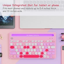 Load image into Gallery viewer, HUO JI Wireless Keyboard Multi-Device, Bluetooth and 2.4G Dual Mode for iPad, Switch to 3 Devices for Tablet, iPhone, PC, Smart TV, Cellphone, iOS Android Windows, Pink