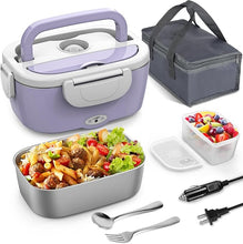 Load image into Gallery viewer, Electric Lunch Box, 3 in 1 Heated Lunch Box for Adults, Portable Heating Lunch Boxes for Car/Truck/Work/Home with 1.5L Removable Stainless Steel Container, 110V 24V 12V, Light Purple