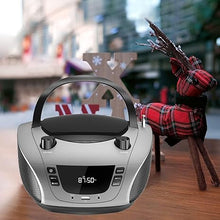 Load image into Gallery viewer, LONPOO Portable Boombox - CD Player, Bluetooth, USB, MP3, AUX, FM and AM Radio, Portable, Built-in Stereo Speakers, Carrying Handle, LCD Display, Gray