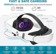 Load image into Gallery viewer, Hurra Head Strap with Battery for Oculus Quest 2, 10000mAh Fast Charging Battery Pack Extend 8H Playtime, Counter Balance Adjustable Elite Strap Replacement Accessories Enhanced Comfort Support in VR