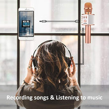 Load image into Gallery viewer, BONAOK Wireless Bluetooth Karaoke Microphone, 3-in-1 Portable Handheld Mic Speaker for All Smartphones,Gifts for Girls Kids Adults All Age Q37(Rose Gold)