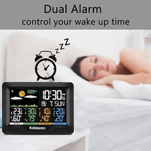 Load image into Gallery viewer, Kalawen Home Wireless Weather Station Multiple Sensors with Atomic Clock, Indoor/Outdoor Thermometer Wireless Humidity Barometer Monitor