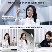 Load image into Gallery viewer, ULANZI JJ02 Selfie Stick Tripod, Extendable Grip Phone Tripod w Detachable Remote Pocket Size, 3-in-1 Mini Phone Grip 2 Cold Shoe, 10m/393.7'' Wireless Shutter, Vlog Livestreaming Photography(White)