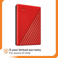 Load image into Gallery viewer, WD 2TB My Passport, Portable External Hard Drive, Red, backup software with defense against ransomware, and password protection, USB 3.1/USB 3.0 compatible - WDBYVG0020BRD-WESN