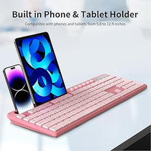 Load image into Gallery viewer, Wireless Keyboard and Mouse Combo, MARVO 2.4G Ergonomic Wireless Computer Keyboard with Phone Tablet Holder, Silent Mouse with 6 Button, Compatible with MacBook, Windows (Sakura Pink)