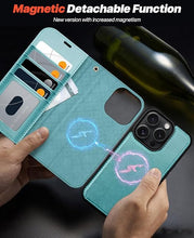 Load image into Gallery viewer, OCASE for iPhone 16 Pro Max Case Detachable Wallet Case with Card Holder, 2 in 1 Pu Leather Flip Folio with RFID Blocking Stand Wrist Strap Shockproof Phone Cover 6.9 Inch 2024, Ice Blue