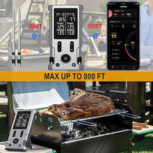 Load image into Gallery viewer, 800FT Smart Wireless Meat Thermometer App Host Control, Bluetooth Digital Meat Thermometer for Barbecue, Outdoor Grilling, Oven & Smoker (Two*Probe-01)