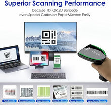 Load image into Gallery viewer, FYJ Bluetooth Wireless 1D 2D Barcode Scanner QR Bar Code Scanners with LED Display Screen and Stand 3-in-1 Handheld USB Barcode Reader for Library,Store,Supermarket,Warehouse