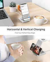 Load image into Gallery viewer, Wireless Charging Station for Apple - 3 in 1 Wireless Charger Stand Dock Watch and Phone Charger Station for Apple Watch 8/7/SE/6/5/4/3/2, iPhone 16 15-12 Pro Max SE XS X, Samsung, AirPods Pro/3/2