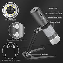 Load image into Gallery viewer, Wireless Digital Microscope 4K HD Wi-Fi Microscope Camera Digital Magnifier Compatible for iPhone, Android Phones and PC (Black)