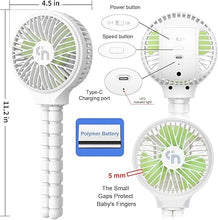 Load image into Gallery viewer, WiHoo Stroller Fan Clip On for Baby Battery Operated Fan Portable Fan Rechargeable Mini Handheld Car Seat Fan Small USB Desk Personal Fan for Stroller Accessories/Crib/Camping/Traveling