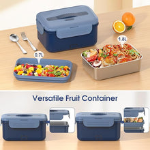 Load image into Gallery viewer, Electric Lunch Box Food Heater Upgrade 3 in 1 Portable Food Warmer 100W Leakproof Heated Lunch Box for Adults Car/Truck/Office with 1.8L SS Container Fork Spoon Carry Bag, 12V/24V/110V