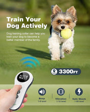 Load image into Gallery viewer, 2-in-1 Dog Shock Collar & Dog Bark Collar - Smart Anti Barking Dog Training Collar with 5 Adjustable Sensitivity & 3300FT Remote for All Breeds IP67 Waterproof Rechargeable E-Collar (White)