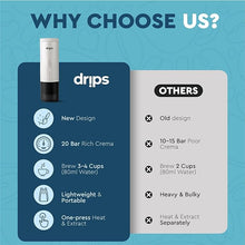 Load image into Gallery viewer, drips Portable Electric Espresso Machine with 3-4 Minute Self-Heating, 20 Bar Mini Coffee Maker Compatible with NS Capsule & Ground Coffee for Camping, Travel, Hiking, Office (Matte Black)