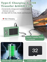 Load image into Gallery viewer, Upgrade Digital Camera, 56MP FHD 1080P Camera for Kids with 16x Zoom Anti Shake, Kid Camera with 32GB TF Card, Two Batteries, Lanyard, Compact Small Camera for Kids Boys Girls?Green?