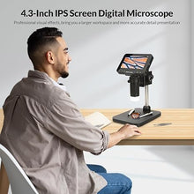 Load image into Gallery viewer, 4.3" Coin Microscope 1000x Handheld LCD Digital Microscope with Screen Coin Magnifier with 8 Adjustable LED Lights Compatible with PC Windows/Mac OS with 32GB SD Card