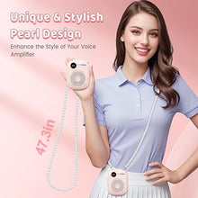 Load image into Gallery viewer, Voice Amplifier for Teacher,Portable Wired Voice Amplifier with Microphone Headset and Speaker,Rechargeable Mini Voice Amplifier for Classroom,Speech,Training,Tour Guide,Pearl Chain Design (Pink)