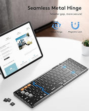 Load image into Gallery viewer, Samsers Foldable Bluetooth Keyboard with Numeric Keypad, Full-Size Wireless Folding Keyboard with PU Leather, Portable Travel Keyboard for iOS Android Windows Mac OS, Support 3 Device(BT5.1 x 3)