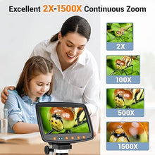 Load image into Gallery viewer, Digital Microscope with 7" LCD Screen,1500X Magnification Soldering Microscope with HDMI,Coin Microscope with 12MP Image Sensor,Windows/Mac/TV Compatible?32GB Card?