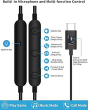 Load image into Gallery viewer, USB C Headphone for Samsung S23 FE S22 S21 S20 A53 A54 Wired Earbuds Magnetic in-Ear Type C Earphone with Microphone Volume Control Bass Stereo Noise Canceling for iPhone 15 Pro Max Pixel 6 6a 7a 8 5