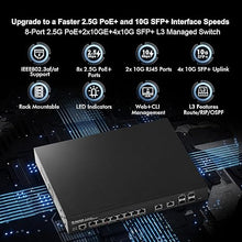 Load image into Gallery viewer, MokerLink 8 Port 2.5 Gigabit PoE Managed Switch, 8x2.5G POE, 2x10G Ethernet, 4x10G SFP+, IEEE8023af/at PoE 120W, Web/CLI L3 Managed, Desktop|Rackmount Network Switch