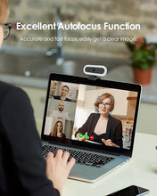 Load image into Gallery viewer, 2K 50FPS Webcam for PC/Mac, Computer Camera with Fill RGB Lights, 2 Noise-Canceling Microphone, Autofocus and Tripod for Meeting, Live Streaming, Video Calls, Gaming, Works with Zoom, Skype, Teams