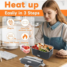 Load image into Gallery viewer, DUPASU Electric Lunch Box Food Warmer: 100W Heated Lunch Box for Adults, 1.8L Portable Fast Heating Lunchbox Food Heater for Car, Truck, Work, Travel, Lonchera Elctrica Porttil 12/24V/110-230V