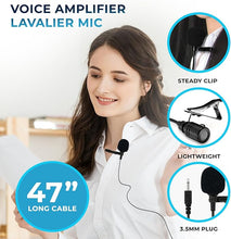 Load image into Gallery viewer, Ultra Portable Voice Amplifier Microphone and Speaker Set - Rechargeable Mini PA System with Lavalier/Headset Mic for Teachers, Classroom, Tour Guides - (Newest Model)