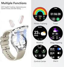 Load image into Gallery viewer, Smart Watch with Earbuds for Men Women, 1.39'' Fitness Tracker Smartwatch for iPhone/Android Compatible, 2-in-1 Waterproof Fitness Watches with Wireless Earbuds, Heart Rate Sleep Tracking, White
