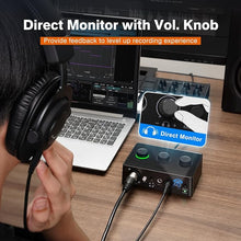 Load image into Gallery viewer, FIFINE PC Audio Mixer for Recording Music, USB Interface for Streaming and Podcasting with XLR, Monitor, 48V Phantom Power, Gain Knob, for Instrument Guitar/Video Content Creation/Vocal-Ampli 1
