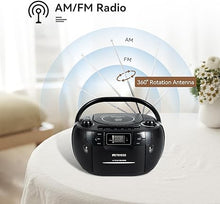 Load image into Gallery viewer, Retekess TR621 CD Player Boombox, Cassette Tape Player AM FM Radio, Stereo Sound, USB and TF Card Playback with Remote Control, Tape Recording, for Home(Black)