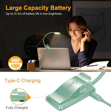 Load image into Gallery viewer, Gritin 9 LED Rechargeable Book Light for Reading in Bed - Eye Caring 3 Color Temperatures,Stepless Dimming Brightness,80 Hrs Runtime Small Lightweight Clip On Book Reading Light -Cyan