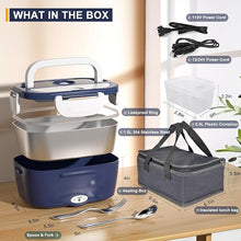 Load image into Gallery viewer, Monteka Electric Lunch Box Food Heater - Leakproof Portable Food Warmer heated lunch box for adults for Car/Home/Truck with 1.5L Removable Stainless Steel Container, 60W, 12V/24V/110V, DarkBlue