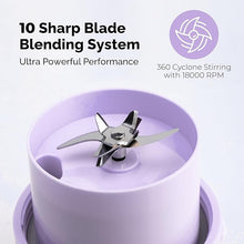 Load image into Gallery viewer, Personal Portable Blender For Shakes & Smoothies, Leakproof & Stylish Portable Mason Jar Shaker, Rechargeable Mini Blender with 10-Blade Blending System 14oz, Purple