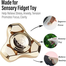 Load image into Gallery viewer, FREELOVE Metal Fidget Spinner, Stainless Steel Heavy, Long Spinning Toys, Cool Silent, Small Mini Fox Figette Spiner for Adults Men Anxiety, Quiet Bearing, Gold
