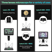 Load image into Gallery viewer, Andonstar AD246-M Digital Microscope for Adults, 3 Lens Soldering Microscope, 1080P FHD Video Record, 7 Inch LCD 500x, Coin Microscope, Biological Microscope Kit with 32G Card, Prepared Slides