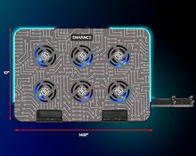 Load image into Gallery viewer, ENHANCE Gaming Voltaic 2 Laptop Cooling Stand - Laptop Cooling Pad with 6 Blue LED Fans, 7 Height Settings, RGB Lighting - Metal Top Laptop Cooler Pad with Phone Stand, 2 USB Ports for 17 inch Laptops