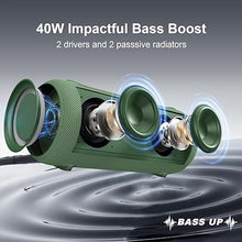 Load image into Gallery viewer, Passau Portable Bluetooth Speakers 40W Peak Loud Stereo Sound, Passive Radiators-Deep Bass, All Day Playtime, Adjustable Strap, BT5.3, IPX5 Wireless Speaker RGB Lights for Indoor Outdoor-Green