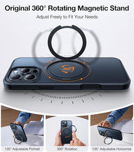 Load image into Gallery viewer, TORRAS Upgrade 360° Rotatable Magnetic for iPhone 16 Pro Case 6.3 inch, Fit for MagSafe 16 Pro Phone Case, 16FT Mil-Grade Shockproof, Flush Stand Ring Holder, PC+TPU Cover Slim Ostand, Black