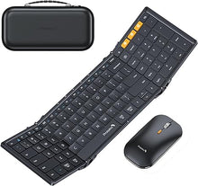 Load image into Gallery viewer, ProtoArc Foldable Keyboard and Mouse, XKM01 True Full-Size Folding Keyboard Mouse Combo for Business and Travel, 2.4G+Dual Bluetooth Portable Mouse Keyboard for Laptop iPads Tablets - Black