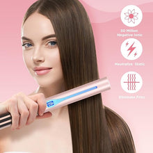 Load image into Gallery viewer, IG INGLAM Titanium Flat Iron Hair Straightener, Infrared Curling Iron 1 Inch, Negative Ionic Hair Iron Straightener 11 Adjust Temp 250°F to 450°F, Shiny Hair Dual Voltage 110-240V, Gift, Pink