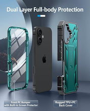 Load image into Gallery viewer, FNTCASE for iPhone 16 Phone Case: for iPhone 16 case with Kickstand Shockproof Military Grade Protective Cover - Dual Layer Full Protection Sturdy Matte Textured Drop Proof - 6.1 Inch Green