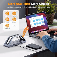 Load image into Gallery viewer, TobenONE 14-in-1 MacBook Pro/Air Docking Station Dual 4K Monitor, Vertical Laptop Docking Station Stand for Mac M1/M2/M3/M4 Pro/Max, USB C Dock with 65W Power Adapter, 2 HDMI, VGA, 5Gbps USB, RJ45